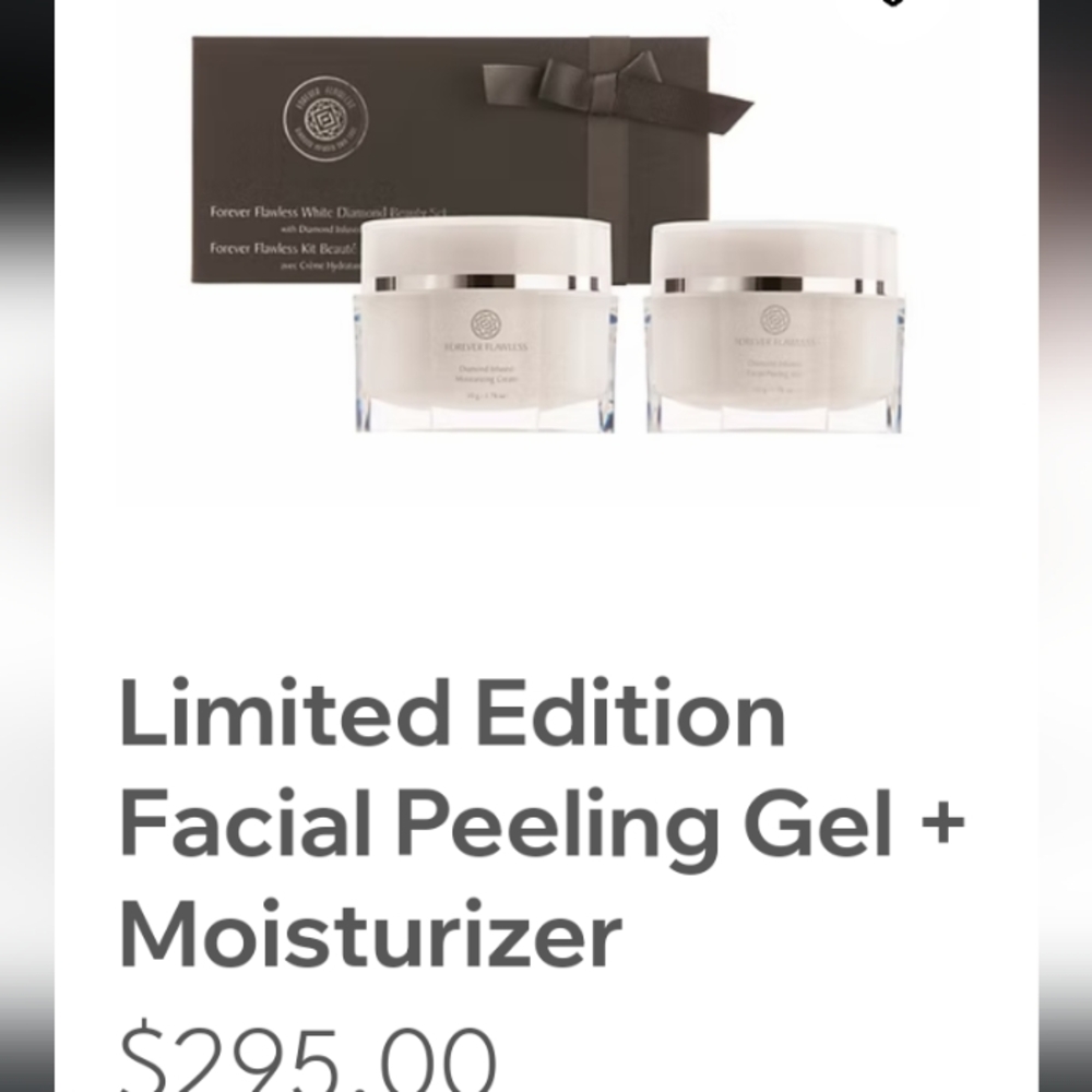 NIB Forever Flawless White Diamond Beauty Set Moisturize Cream & Facial Peel Gel